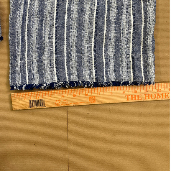 Anthropologie Cloth & Stone Navy Striped Sleeveless Linen Blend Jumpsuit Large - Picture 10 of 11